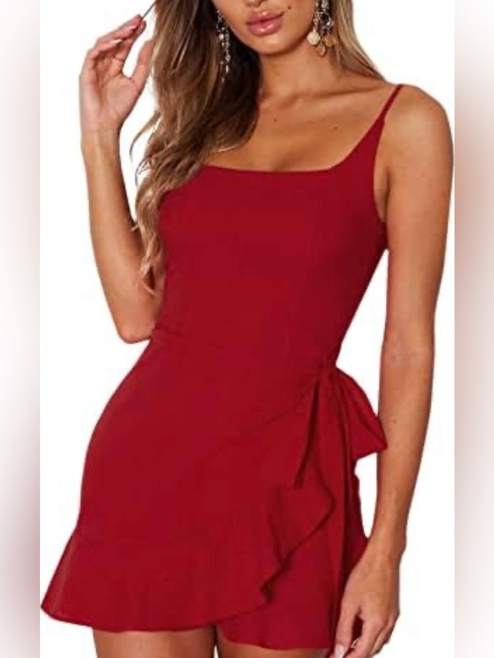 NWOT Relipop Women's Spaghetti Strap Wrap Front Ruffle Dress Sz S